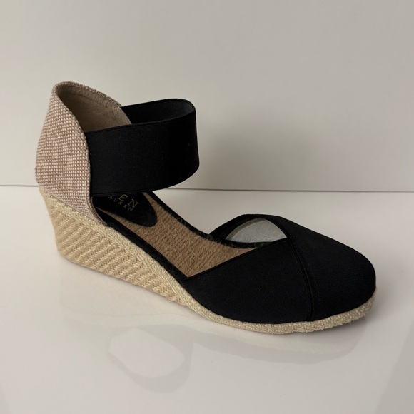Ralph Lauren Shoes - Ralph Lauren Black and Tan Espadrille Wedges